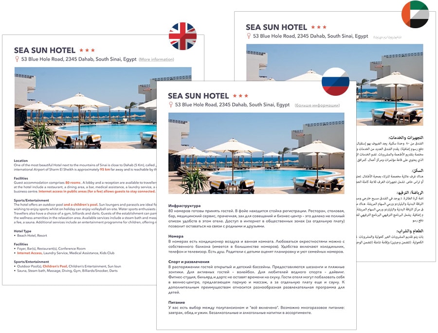 Hotel Beschreibungen In 24 Sprachen Fact Sheets Und Bilder